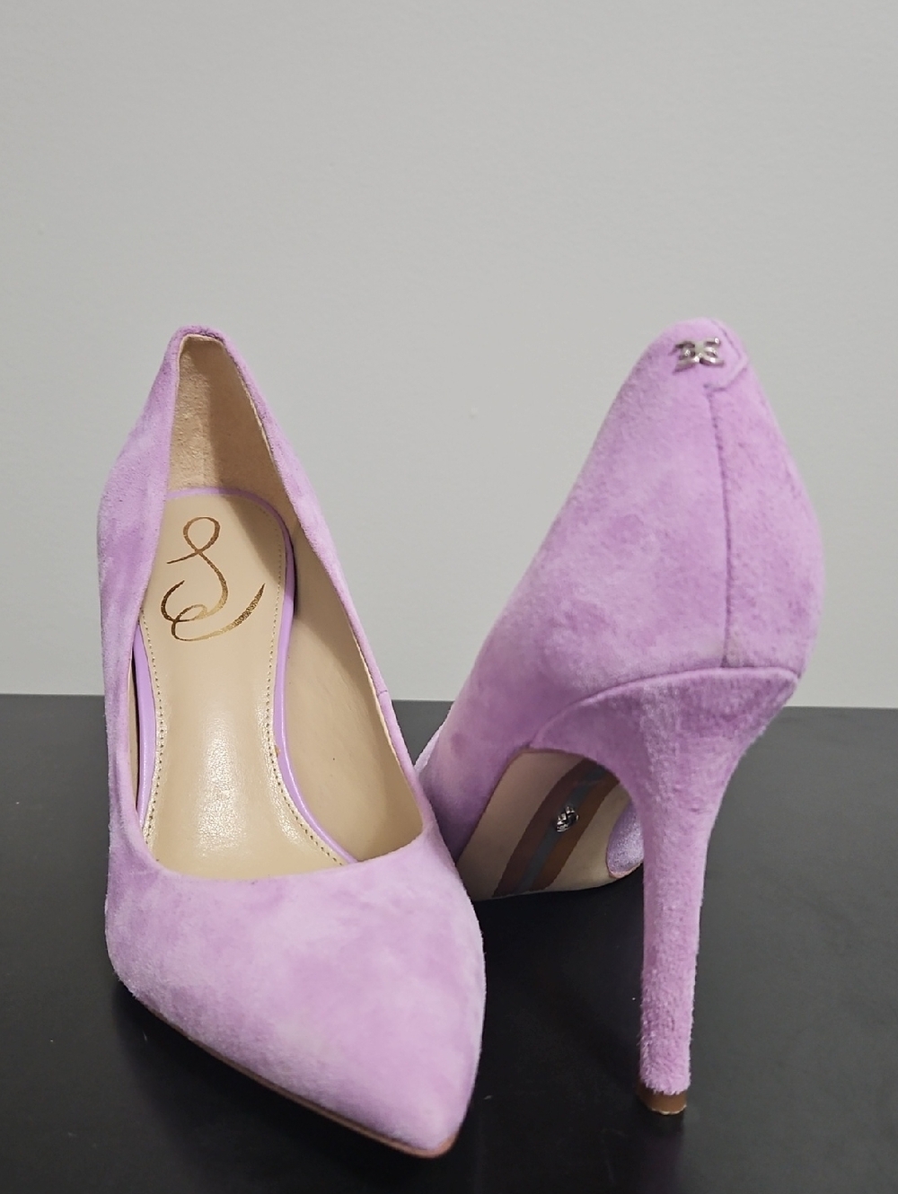 Sam Edelman Lilac Suede Pointed-Toe High Heels